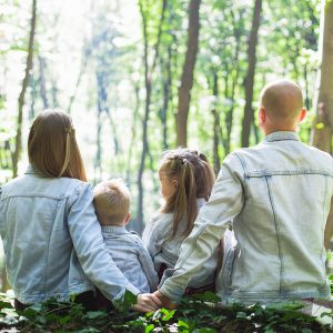 family in forest